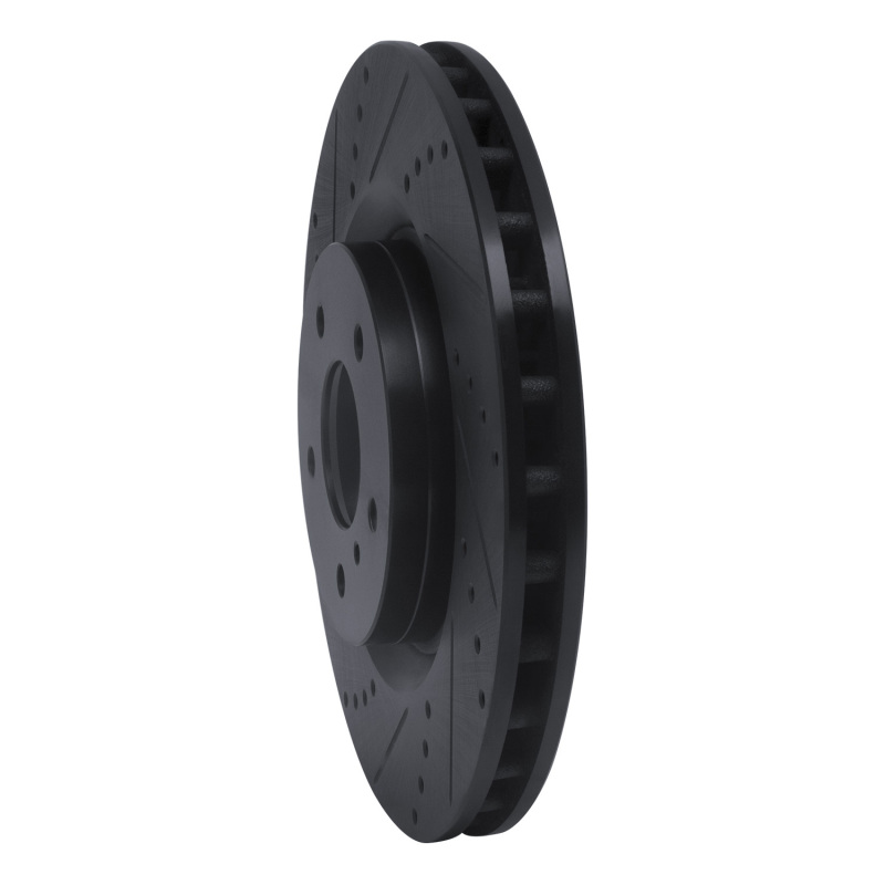 Infiniti G35 Brake Rotor (1) - Front Left - R1 Concepts - Drilled & Slotted - Black - `03-`08